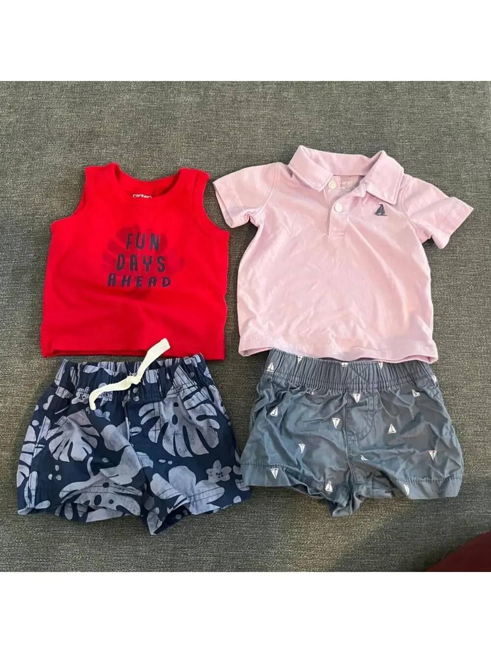 Bundle of Carter's baby boy 2 piece outfits - 3 month